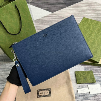 Gucci �?75317 GG Marmont leather pouch blue leather