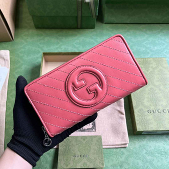 Gucci Blondie zip-around wallet 760312 in pink leather
