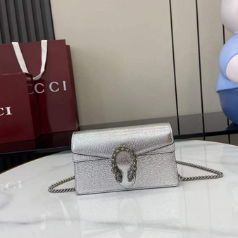 Gucci Dionysus Super Mini Bag 476432 Silver Leather