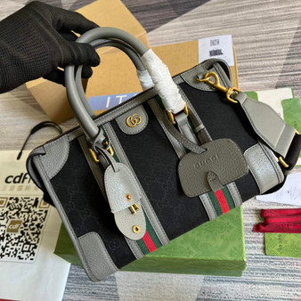 Gucci 715772 Small canvas top handle bag Gray leather - W27cm x H18cm x D14cm / Gray - View 1