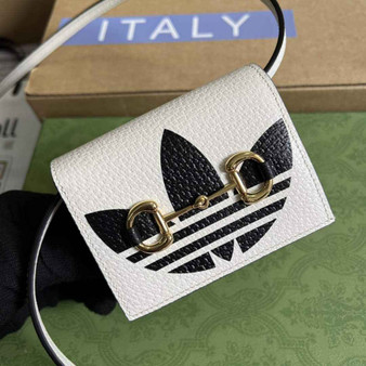 adidas x Gucci card case with Horsebit 702248 Off-white and black leather - Default Title - View 1