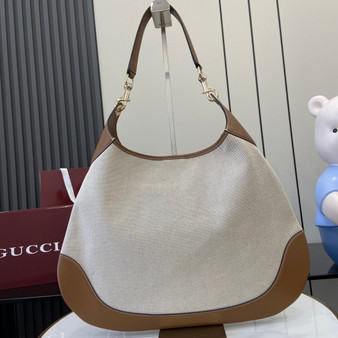 Gucci B large shoulder bag, 815924 in natural canvas brown leather