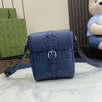 Gucci Jumbo GG small messenger bag 760235 in blue leather - Default Title - View 1