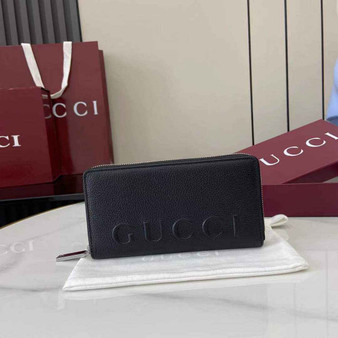 Gucci Zip around wallet with logo 835120 in black leather - Default Title - View 1