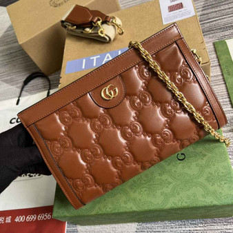 Gucci ‎�?02200 GG Matelassé leather small ligth brown