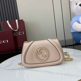 Gucci Blondie mini shoulder bag in light pink leather ‎815711 - Default Title - View 1