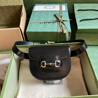 Gucci Horsebit 1955 rounded belt bag 760198 Black leather - Default Title - View 1