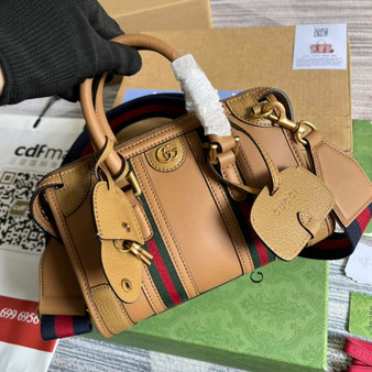 Gucci ‎Mini canvas top handle bag 715771 Light brown leather