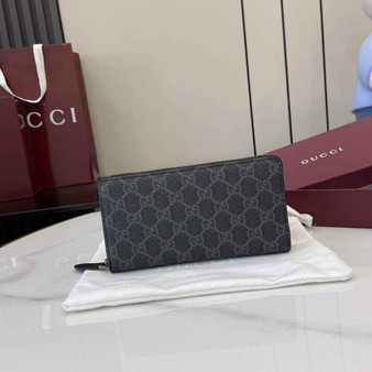 Gucci GG Emblem zip around wallet, 821207 in black fabric - Default Title - View 1