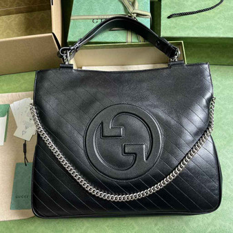 Gucci Blondie medium tote bag in black leather 751516 - Default Title - View 1