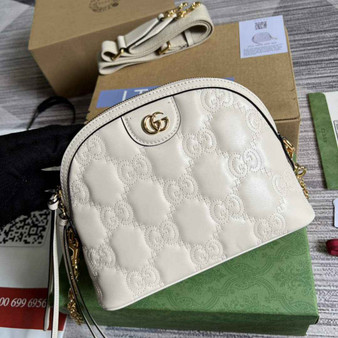 Gucci ‎‎702229 GG Matelassé leather small bag beige - Default Title - View 1