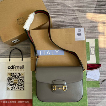 Gucci 700457 Horsebit 1955 shoulder bag Gray Leather - W31cm x H20cm x D7.5cm / Gray - View 1