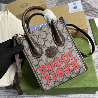 Gucci ‎‎�?99406 Jumbo GG mini tote bag brown leather