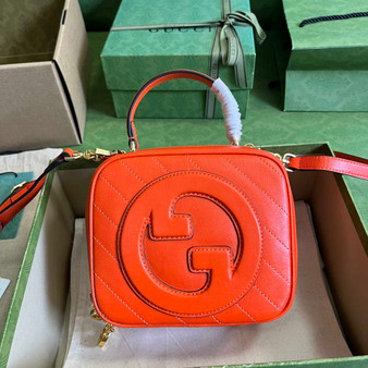 Gucci Blondie top handle bag in orange leather �?44434