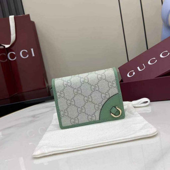 Gucci GG Emblem mini wallet, 820692 in green leather - Default Title - View 1