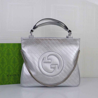 Gucci Blondie medium tote bag in Silver leather 751516 - Default Title - View 1