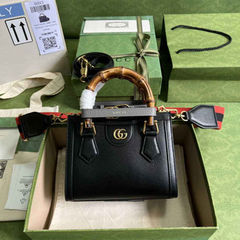 Gucci 702732 Diana mini tote bag Black leather - Default Title - View 1