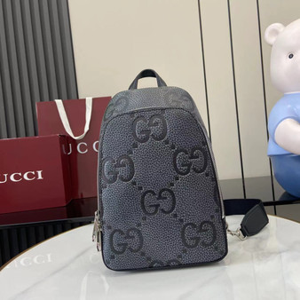 Gucci Jumbo GG crossbody bag ‎766937 in gray leather - Default Title - View 1