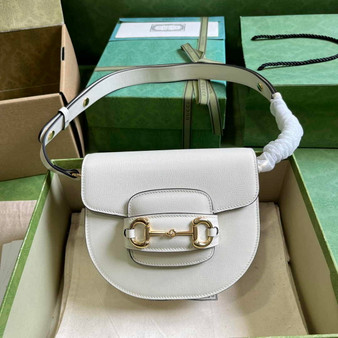 Gucci Horsebit 1955 mini rounded bag 760191 in white leather