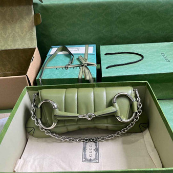 Gucci Horsebit Chain medium shoulder bag �?64255 in Green leather