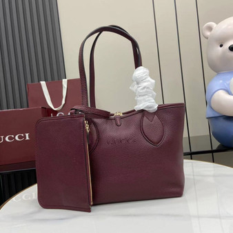 Gucci Totissima small reversible tote bag in Rosso Ancora red leather �?39124