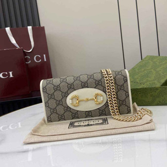 Gucci Horsebit 1955 wallet on chain, 621892 in GG beige Supreme - Default Title - View 1