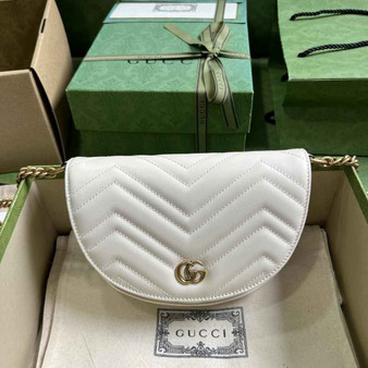 Gucci 746431 GG Marmont matelassé chain mini bag in beige leather