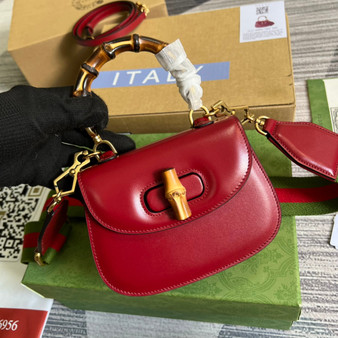 Gucci 686864 Bamboo 1947 mini top handle bag Red - Default Title - View 1