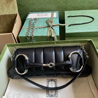 Gucci Horsebit Chain medium shoulder bag �?64255 in Black leather