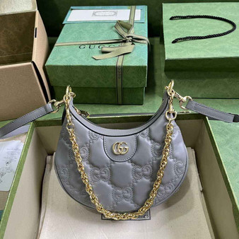 Gucci ‎739736 GG Matelassé mini bag in Gray leather - Default Title - View 1