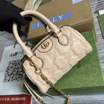 Gucci ‎702251 GG Matelassé leather mini bag Beige - Default Title - View 1