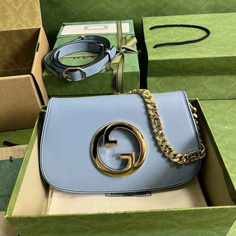 Gucci 699268 Blondie shoulder bag light blue leather