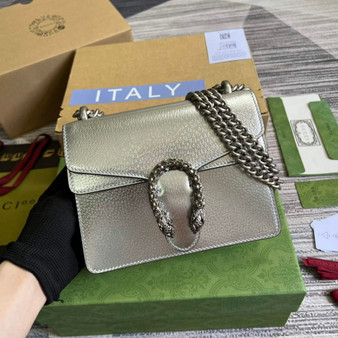 Gucci ‎�?21970 Dionysus leather mini bag silver leather