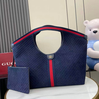 Gucci Giglio large tote bag 853971 GG suede blue