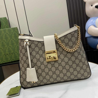 Gucci Padlock GG medium shoulder bag 795113 in white leather - Default Title - View 1