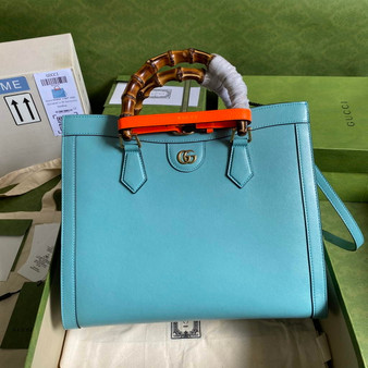 Gucci 655658 Diana medium top handle bag Blue leather