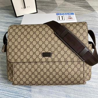 Gucci 211131 GG plus diaper bag brown leather - Default Title - View 1