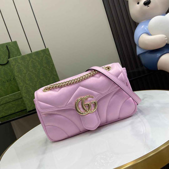 Gucci GG Marmont Small Shoulder Bag 443497 Pink Leather