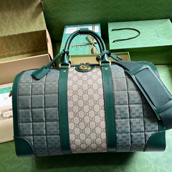Gucci 724642 Mini GG canvas small duffle bag in Green leather - Default Title - View 1