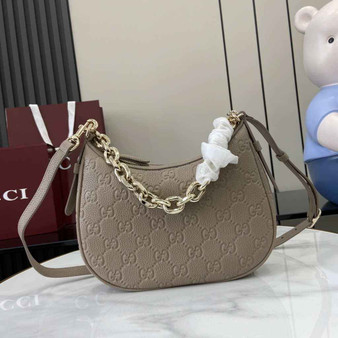 Gucci GG Emblem small shoulder bag 815409 in taupe GG leather - Default Title - View 1