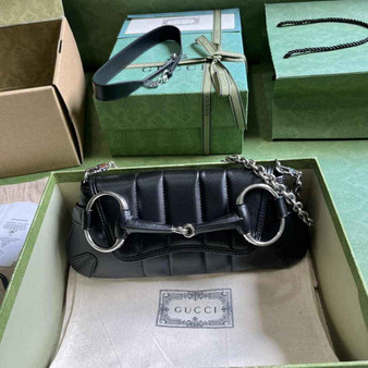 Gucci Horsebit Chain small shoulder bag �?64339 in black leather