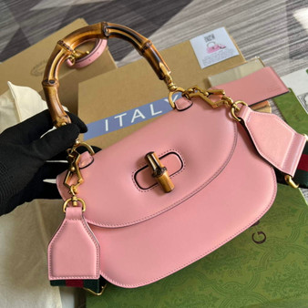 Gucci 675797 Bamboo1947 small top handle bag Pink Leather