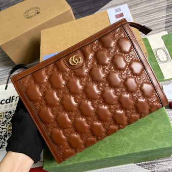 Gucci 723780 GG Matelassé pouch Brown