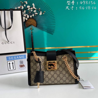 Gucci 498156 Padlock small GG shoulder bag Black leather