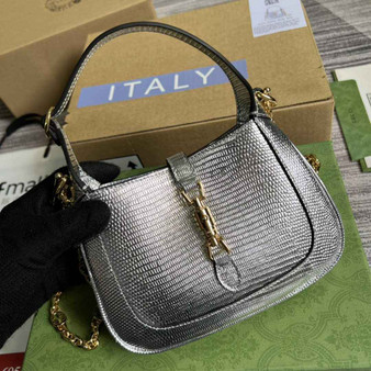 Gucci 675799 Jackie 1961 lizard mini bag Silver - Default Title - View 1