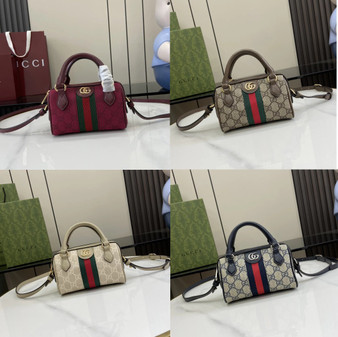 Gucci Ophidia mini boston bag, ‎781490 GG Supreme canvas - Red - View 1
