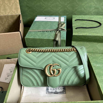 Gucci 443497 GG Marmont small matelassé shoulder bag Light Green - Default Title - View 1