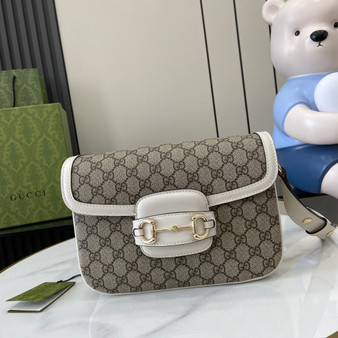 Gucci Horsebit 1955 Soft small shoulder bag 815178 in beige gg - Default Title - View 1