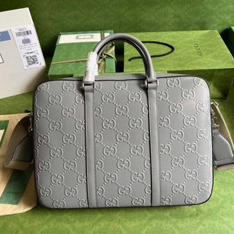 Gucci Jumbo GG Briefcase �?58573 In Gray Leather