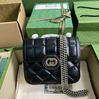 Gucci Deco mini shoulder bag in black leather 741457